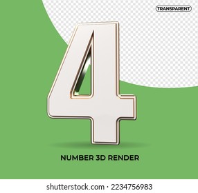 3D render number 4 blue white transparent