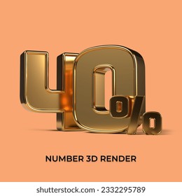 3d render  number 40% percentage gold