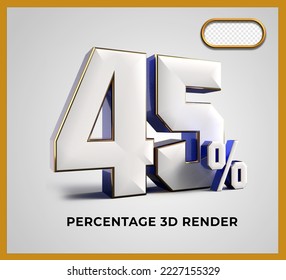 3D-Render-Zahl 45 % blaue weiße Farbe