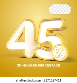 3D render number 45% percentage  sale progress Yellow color