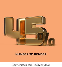 3d render  number 45% percentage gold