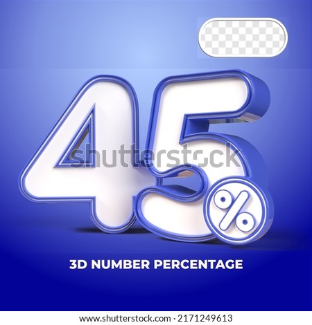 3D render number 45% percentage  sale progress blue