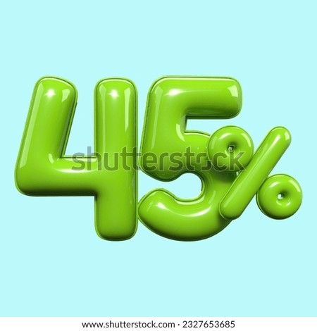 3d render number 45% PERCENTAGE GREEN