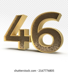 3D render number 46 luxury for anniversary, birthday, gold style