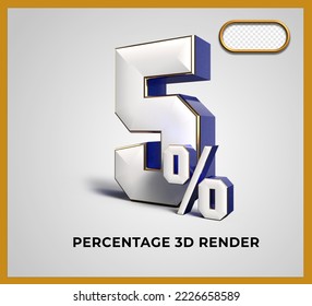 3D-Rendering mit 5 % blauer weißer Farbe