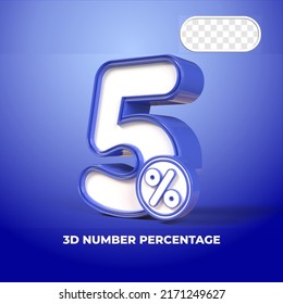 3D render number 5% percentage  sale progress blue