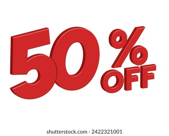 Número de procesado 3D 50% Porcentaje de descuento rojo progreso ganando ilustración vectorial