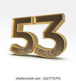 3D-Rendering Nummer 53 Luxus zum Jubiläum, Geburtstag, Goldstil