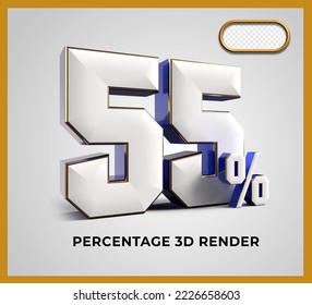3D Render number 55% blue white color