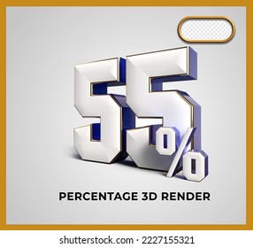 3D Render number 55% blue white color