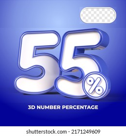 3D número de procesado 55% de progreso de venta azul