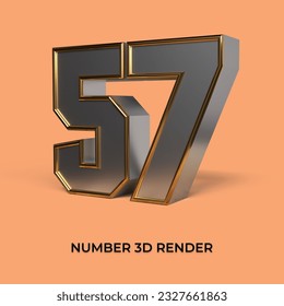 3d render number 57 SILVER GOLD STYLE