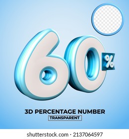 3D número de procesado 60 % para descuento de venta, informe de progreso, datos de información colores azul financiero