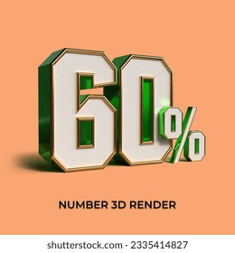 3 D número de representación 60% de venta color verde