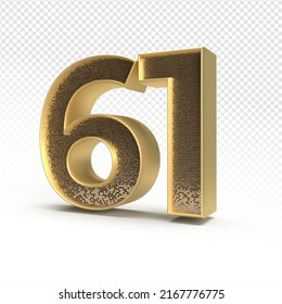 3D render number 61 luxury for anniversary, birthday, gold style