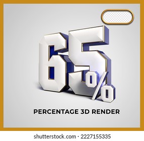 3D Render number 65% blue white color
