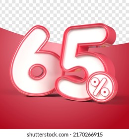 3 D número de procesado 65% Descuento rojo, progreso, ganancia, PNG, transparente
