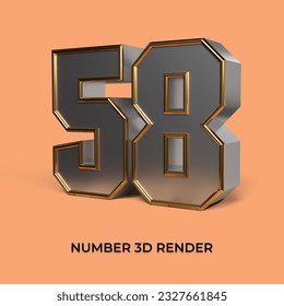 3d render number 65 SILVER GOLD STYLE