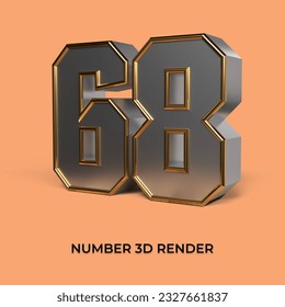 3 d renderizado número 68 SILVER ESTILO ORO