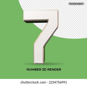 3D render number 7 blue white transparent