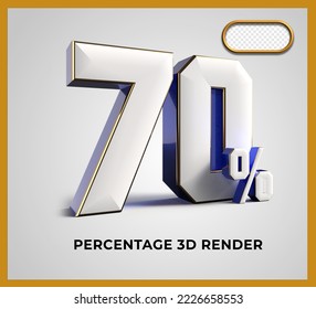 3D Número de representación 70% color blanco azul
