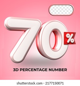 3D render number 70% percentage Red color discount,progress,earning, PNG, transparent