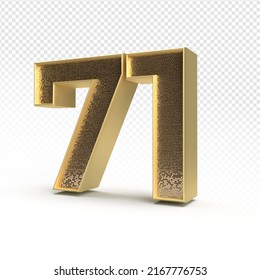 3.D renderización número 71 lujo para aniversario, cumpleaños, estilo oro