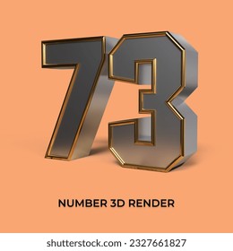 3d render number 73 SILVER GOLD STYLE