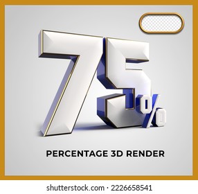 3D Número de representación 75% color blanco azul