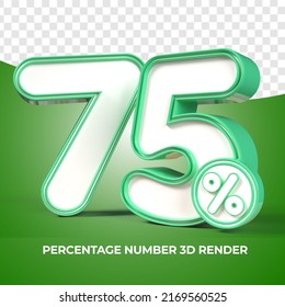 3D número de procesado 75% descuento verde, progreso, ganancia, PNG, transparente