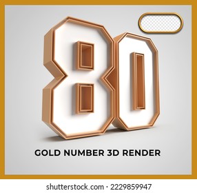 3D Render number 80 gold and white color transparent  - Powered by Shutterstock - Get 15% off with code: PIKWIZARD15