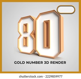3D Render number 80 gold and white color transparent  - Powered by Shutterstock - Get 15% off with code: PIKWIZARD15