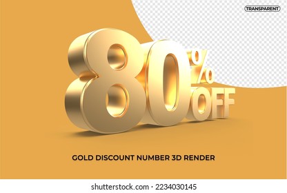 3D Render number 80% gold and white color transparent  - Powered by Shutterstock - Get 15% off with code: PIKWIZARD15
