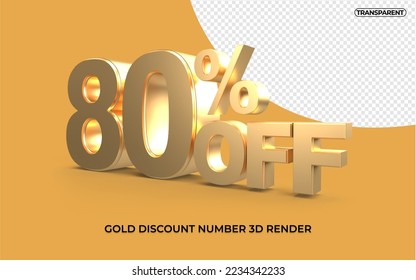 3D Render number 80% gold and white color transparent  - Powered by Shutterstock - Get 15% off with code: PIKWIZARD15