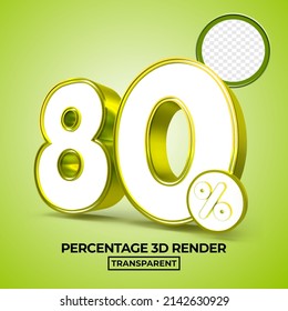 3D-Renderingnummer 80 % für Sale-Rabatt, Fortschrittsbericht, Infodaten finanzielle grüne Farbe
