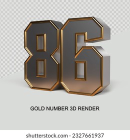 3d render number 86 SILVER GOLD STYLE