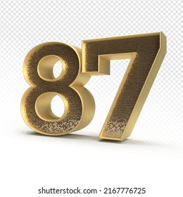 3.D renderización número 87 lujo para aniversario, cumpleaños, estilo oro