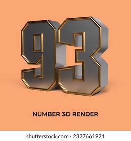 3 d renderizado número 93 SILVER ESTILO ORO