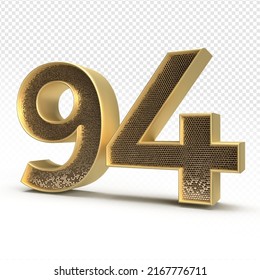3D render number 94 luxury for anniversary, birthday, gold style