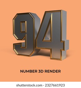 3 d renderizado número 94 SILVER ESTILO ORO