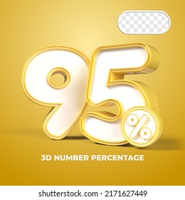 3D render number 95% percentage  sale progress Yellow color