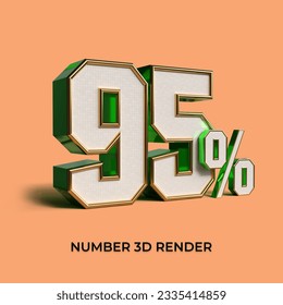 3D render number 95% percentage sale green color