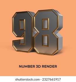 3d render number 98 SILVER GOLD STYLE