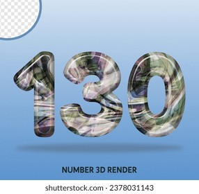3D render number with abstract liquid texture