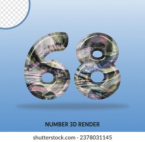 3D render number with abstract liquid texture
