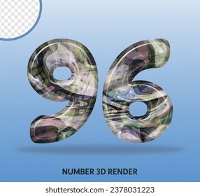 3D render number with abstract liquid texture