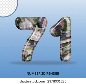 3D render number with abstract liquid texture