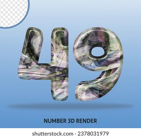 3D render number with abstract liquid texture