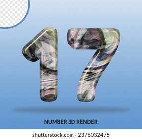 3D render number with abstract liquid texture