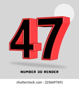 3D render number black red color